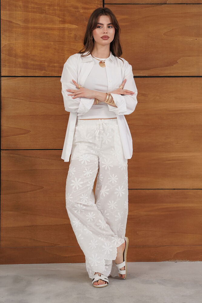 Nakışlı Toptan Pantolon - Taş | Topshow