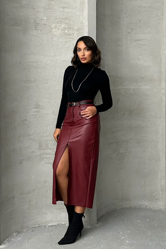 Deri Toptan Etek - Bordo | TOPSHOW