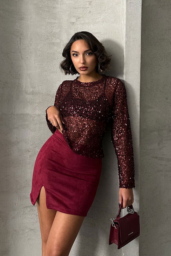 Ulpayet Dantel Toptan Bluz - Bordo | TOPSHOW
