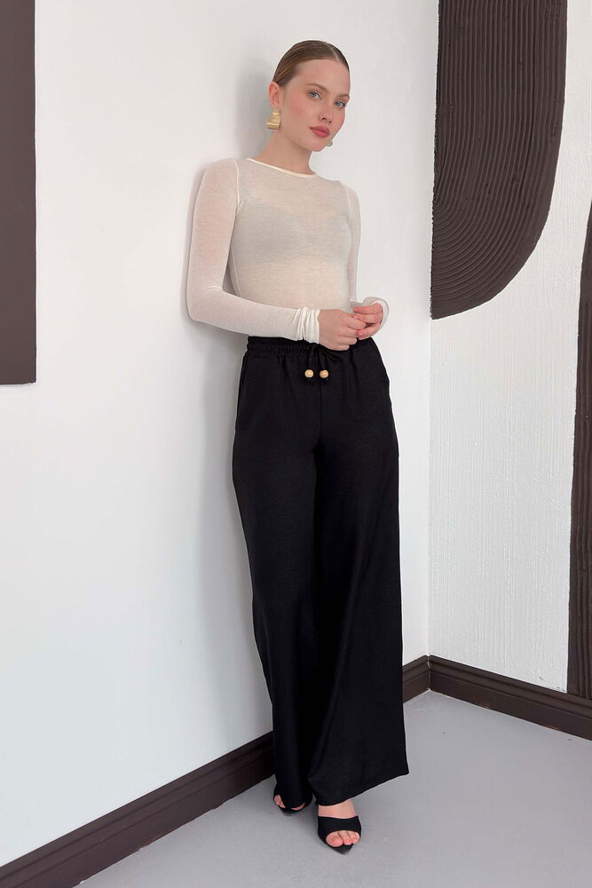 Topshow Siyah Keten Toptan Pantolon