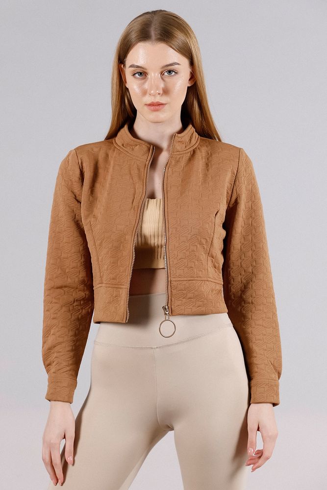 Topshow Camel Fermuarlı Hakim Yaka Toptan Mont