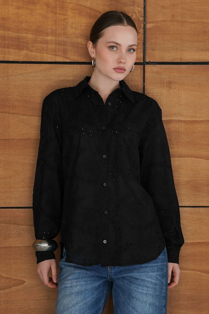 F 2079 KORDENELİ GÖMLEK - SİYAH