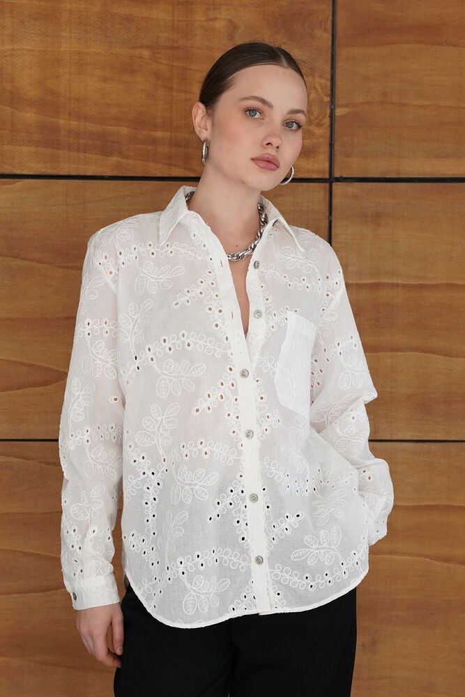 F 2079 KORDENELİ GÖMLEK - KREM