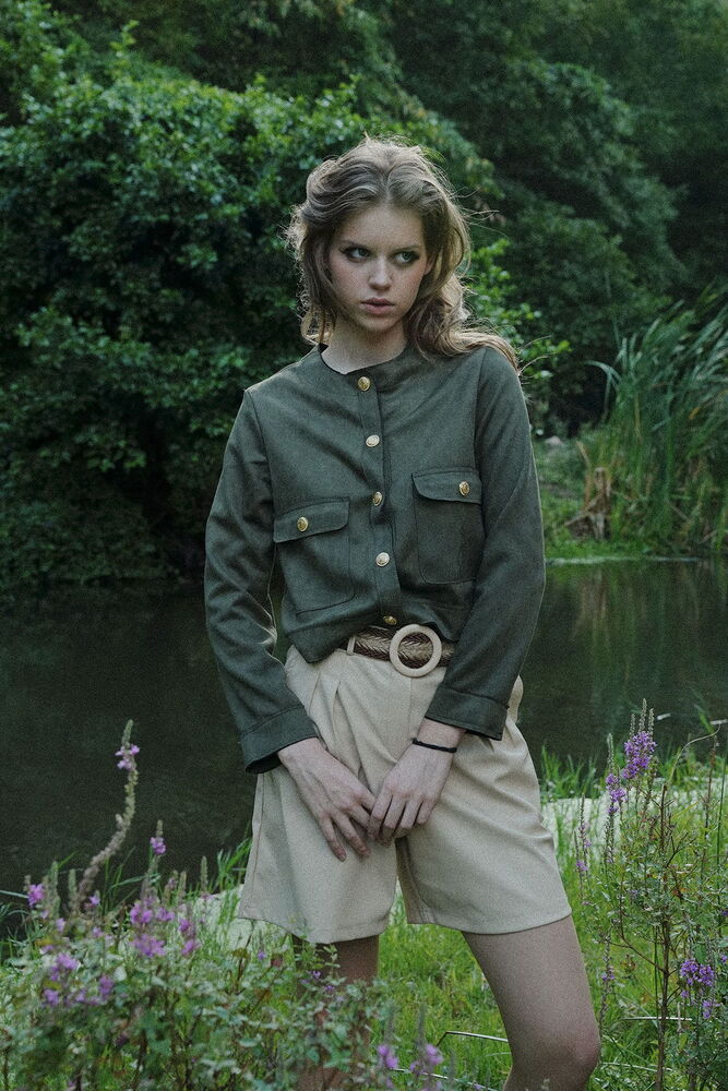 Suet Cepli Toptan Ceket - Haki | TOPSHOW | F1800