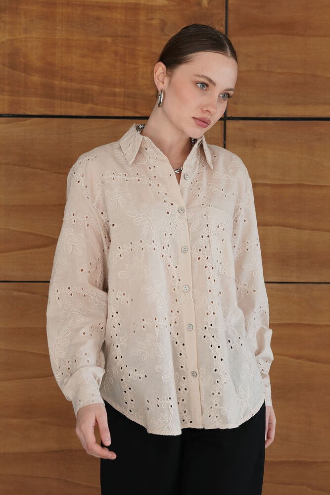 F 2079 KORDENELİ GÖMLEK - TAŞ