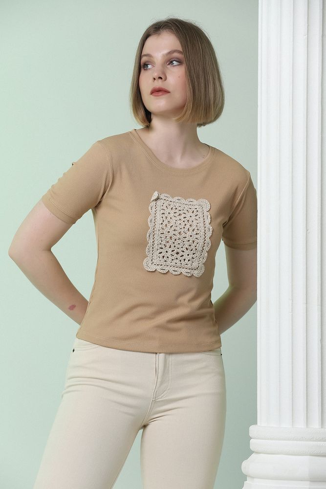Topshow Taş Önü Dantelli Toptan T-Shirt