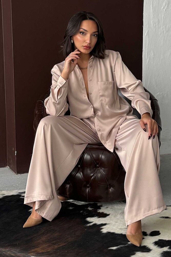 F 2062 SATEN GÖMLEK - TAŞ