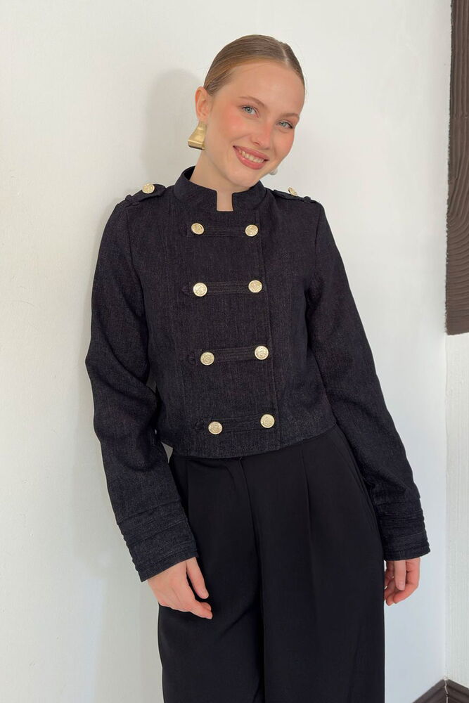 F 2134 GOLD DÜĞMELİ APOLET DETAYLI CEKET - LACİVERT