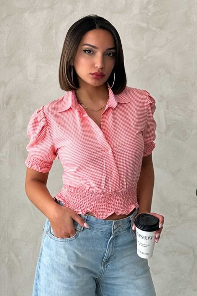 Topshow Fuşya Gipe Detaylı Pitikare Toptan Gömlek