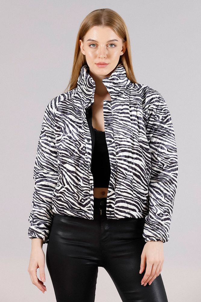 Topshow Zebra Çıt Çıtlı Hakim Yaka Toptan Mont