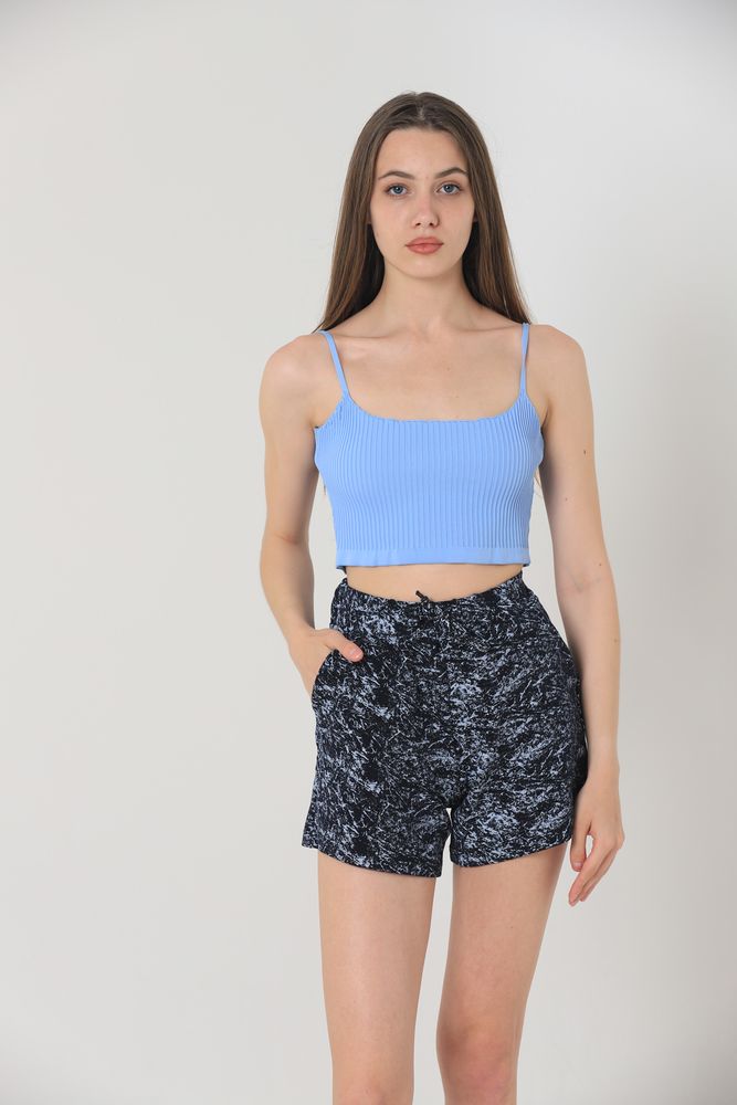 Topshow Lacivert Batik Baskılı Toptan Şort