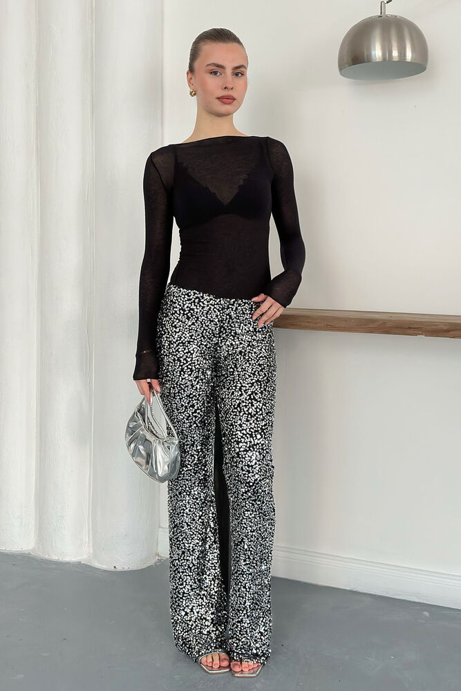 Topshow | Pullu Pantolon - Gümüş | D2936