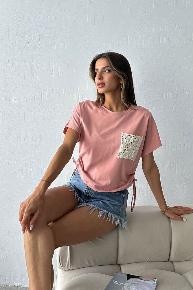 Topshow Pudra Cep Detaylı Toptan Bluz