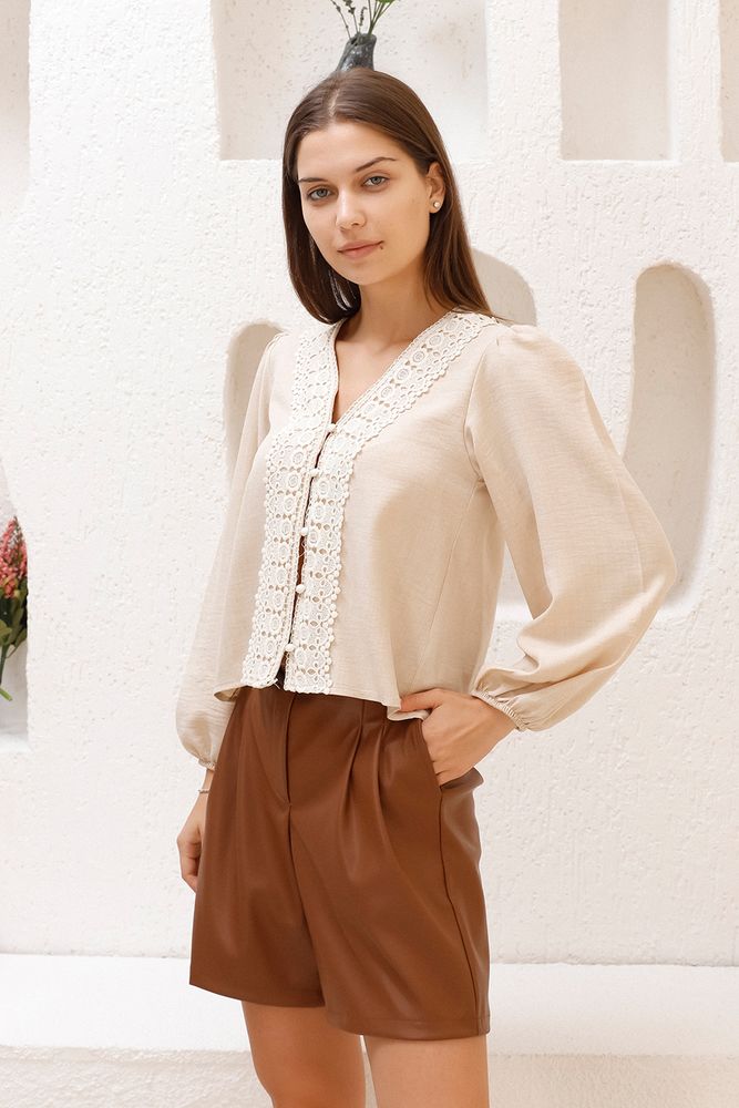 Topshow Taş Gübür Detaylı Toptan Gömlek