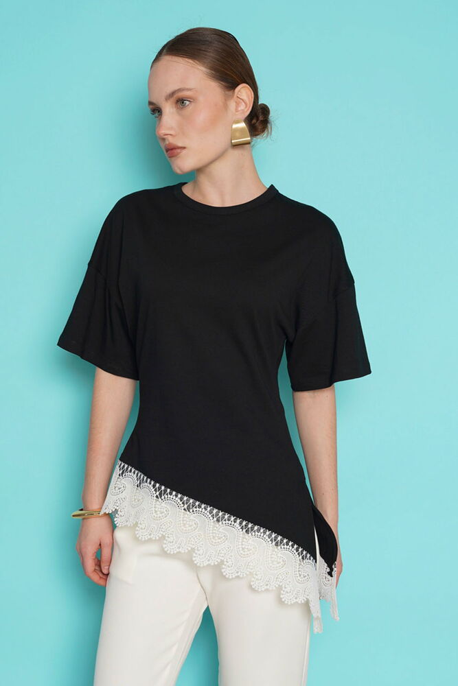 D 2991 ETEK UCU GÜPÜR T SHIRT - SİYAH