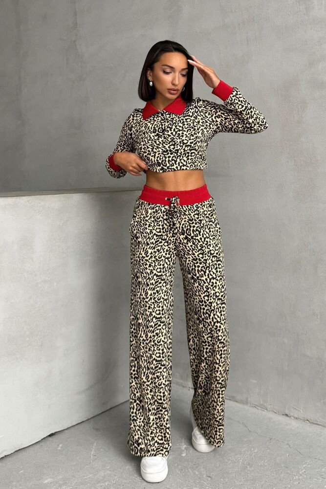 Topshow K. Leopar Leopar Desenli Toptan Pantolon