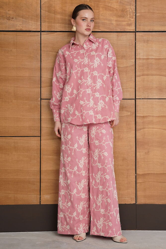 F 1927 SÜZÜNE NAKIŞLI PANTOLON - PEMBE