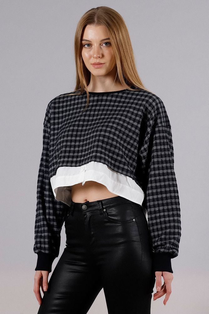 Crop Toptan Bluz - Lacivert | TOPSHOW