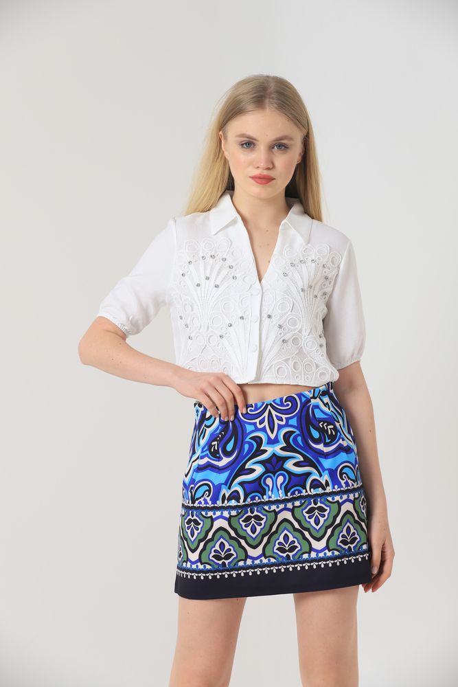 Topshow Mavi Kilim Kilim Desen Toptan Etek