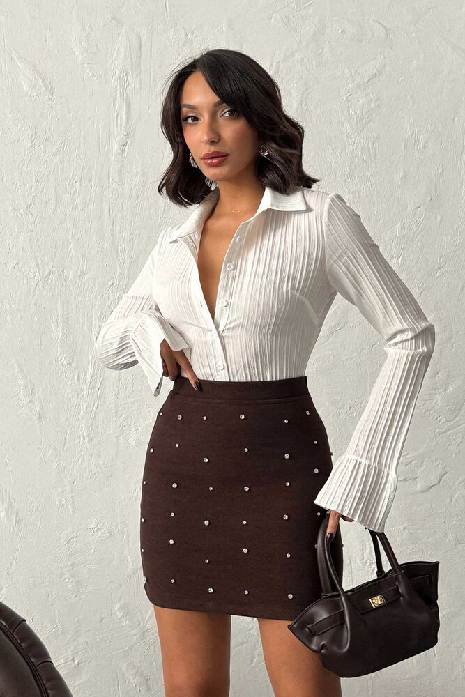 Topshow Kahve Noktalı Toptan Etek
