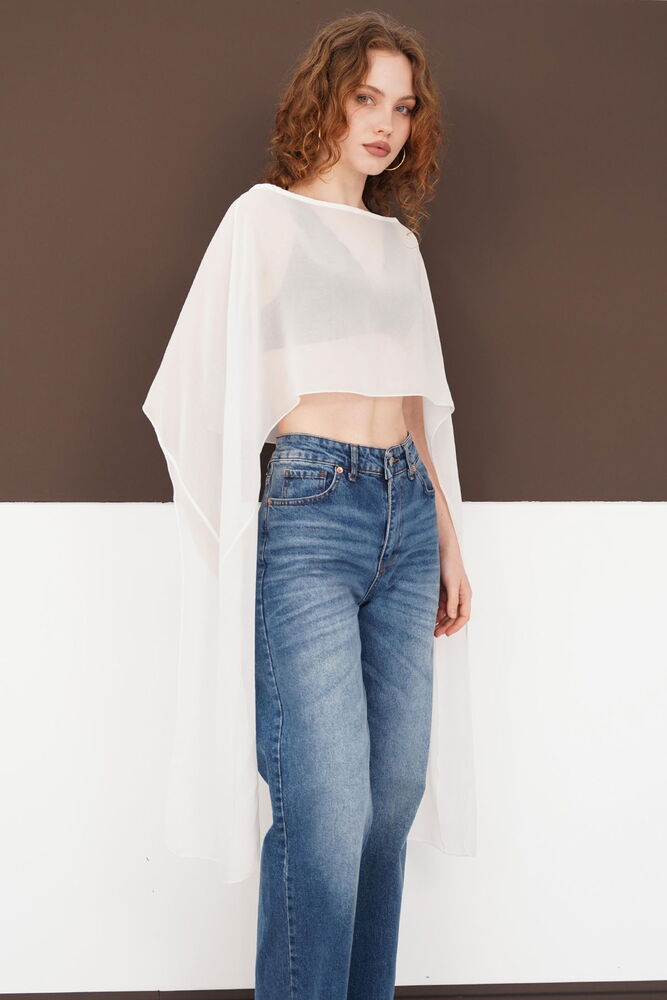 Şifon Panço - Krem | D2938 - Topshow