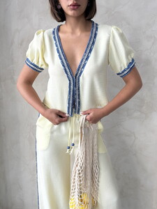 D 2846 KOT DETAYLI CEKET - SARI #4