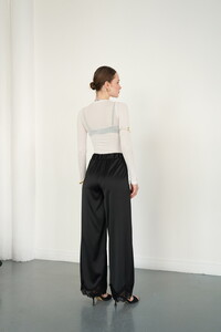 D2969 PAÇASI DANTELLİ SATEN PANTOLON - SİYAH #5