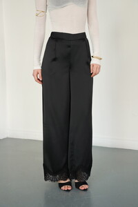 D2969 PAÇASI DANTELLİ SATEN PANTOLON - SİYAH #4
