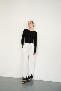 D2969 PAÇASI DANTELLİ SATEN PANTOLON - KREM #2