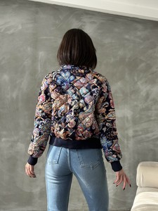 Topshow Lacivert Desenli Crop Toptan Mont #5
