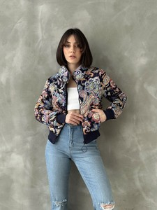Topshow Lacivert Desenli Crop Toptan Mont #2
