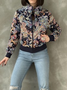 Topshow Lacivert Desenli Crop Toptan Mont #4