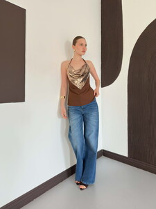 PULLU ASKILI BLUZ - KAHVE BAKIR #2