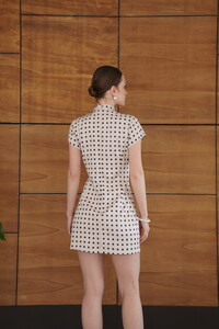 D 2978 PUANTİYELİ SATEN ELBİSE - TAŞ #5