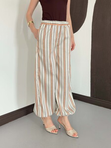 Topshow Çizgili Salaş Pantolon - Pudra | D3094 #4