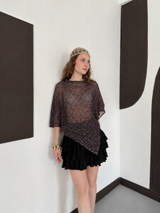 D 3118 ASİMETRİK KESİM YARASA KOL PULLU FİLE BLUZ - BORDO #1