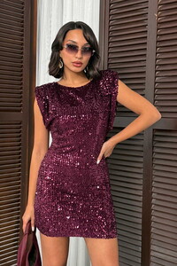 Sequin Velvet Dress - Plum | F2049 #1