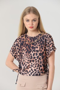 Topshow Leopar Yakası Zincirli Toptan Bluz