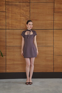 D 2978 PUANTİYELİ SATEN ELBİSE - KAHVE #2