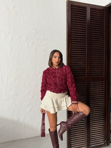 F 1990 GÜL SÜZÜNELİ FERMUARLI MONT - BORDO #3