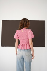 Gipeli Bisiklet Yaka T Toptan Bluz - Kırmızı | D2999 - Topshow #4