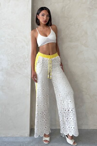 F 1759 KOT DETAYLI DANTEL PANTOLON - SARI #1
