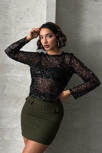 Ulpayet Dantel Toptan Bluz - Siyah | TOPSHOW