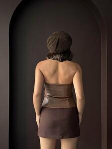 F 2036 SUNİDERİ FERMUARLI YELEK - KAHVE #5