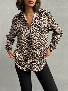 Topshow Leopar Leopar Desenli Toptan Gömlek #4