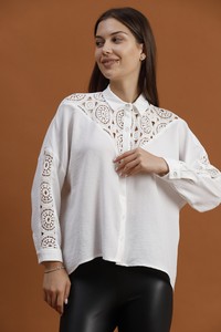 Topshow Krem Gübür Detaylı Toptan Gömlek