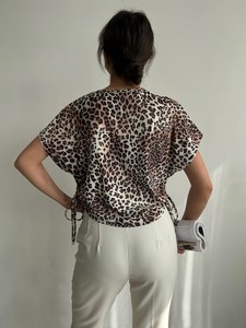 Topshow Küçük Leopar Yakası Zincirli Toptan Bluz #5