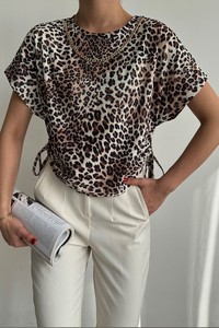 Topshow Küçük Leopar Yakası Zincirli Toptan Bluz #1