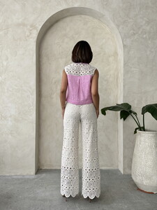 F 1759 KOT DETAYLI DANTEL PANTOLON - PEMBE #5