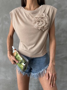 Topshow Taş Gül Detaylı Toptan T-Shirt #4